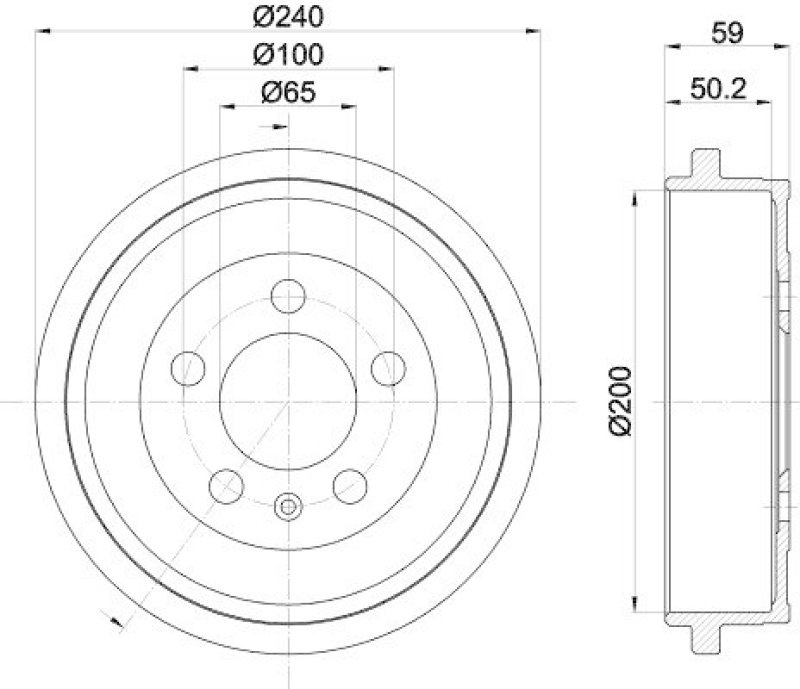 HELLA 8DT 355 300-371 Bremstrommel f&uuml;r VW/SKODA/SEAT/AUDI
