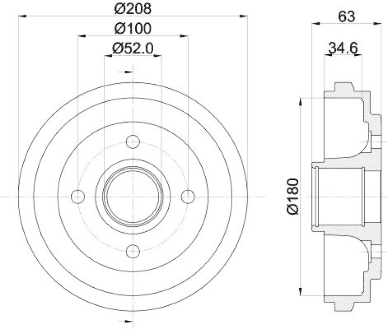 HELLA 8DT 355 300-381 Bremstrommel f&uuml;r OPEL/SUZUKI