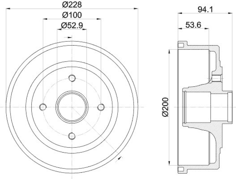 HELLA 8DT 355 300-411 Bremstrommel f&uuml;r OPEL