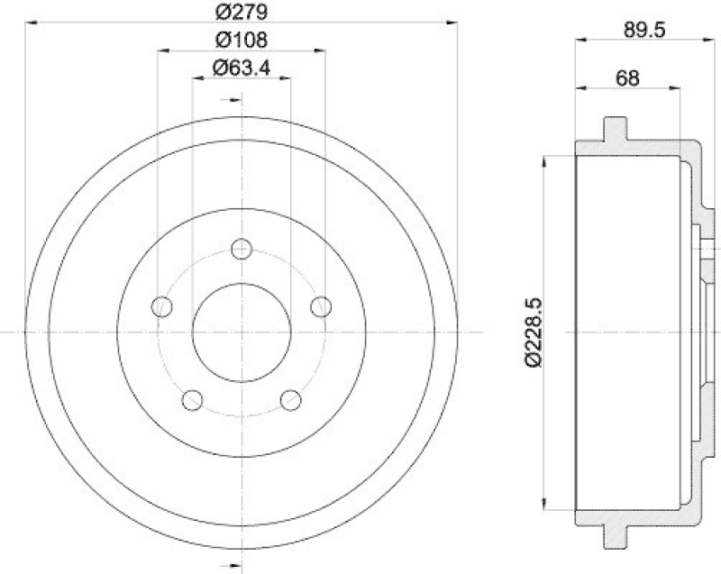 HELLA 8DT 355 300-431 Bremstrommel f&uuml;r FORD