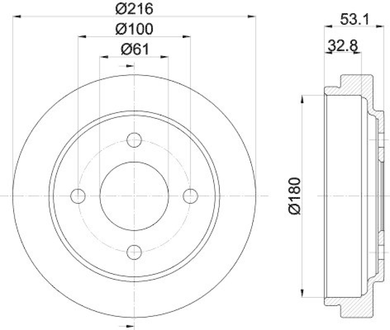 HELLA 8DT 355 300-441 Bremstrommel f&uuml;r NISSAN MICRA II (K11)