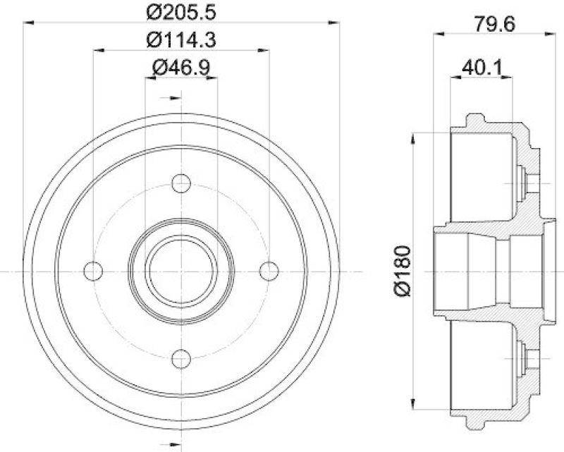 HELLA 8DT 355 300-561 Bremstrommel f&uuml;r CHEVROLET/DAEWOO