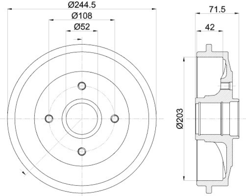 HELLA 8DT 355 300-591 Bremstrommel f&uuml;r P.S.A
