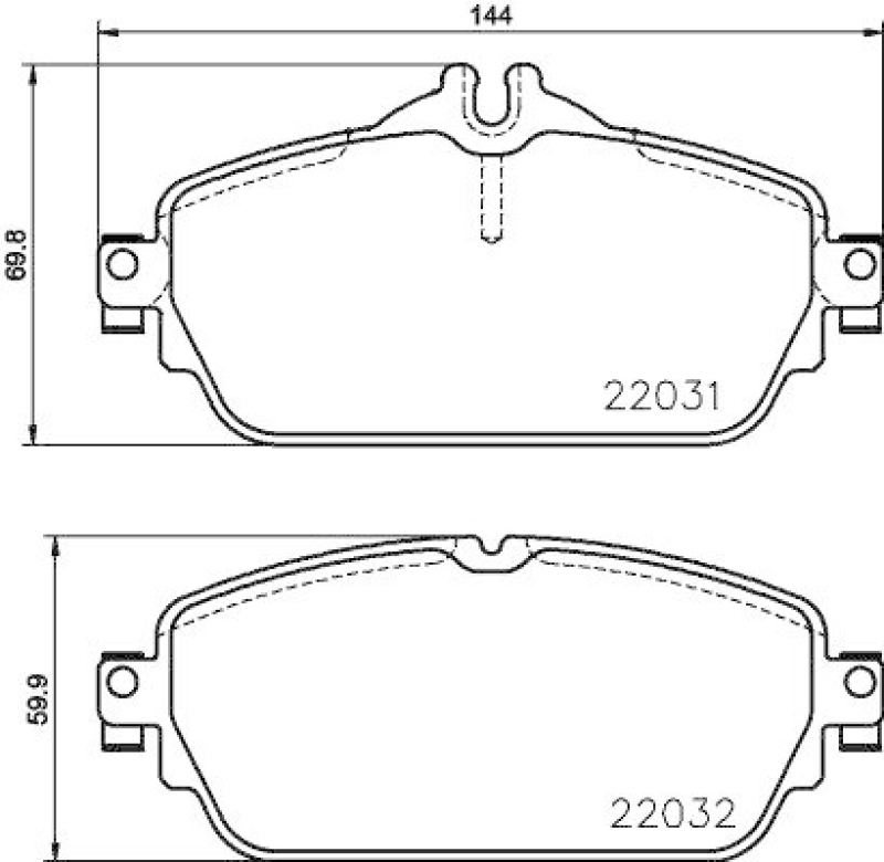HELLA 8DB 355 021-551 Bremsbelagsatz, Scheibenbremsbelag f&uuml;r MB