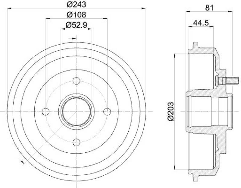 HELLA 8DT 355 300-601 Bremstrommel f&uuml;r FORD/MAZDA