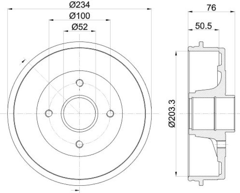 HELLA 8DT 355 300-611 Bremstrommel für NISSAN