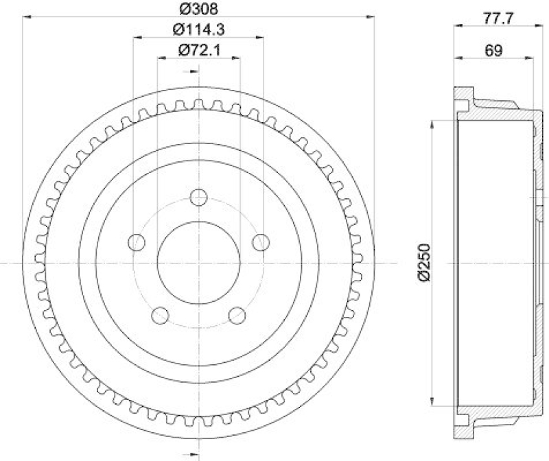 HELLA 8DT 355 300-721 Bremstrommel f&uuml;r CHRYSLER