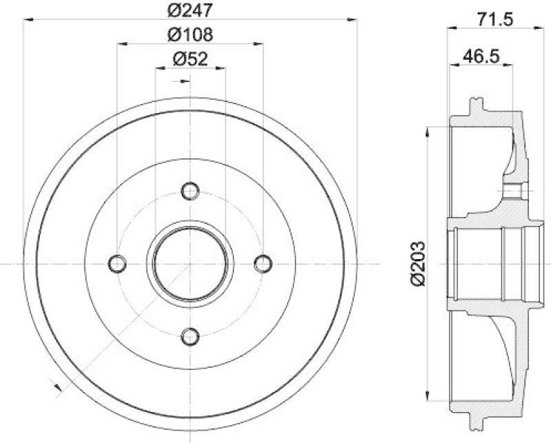 HELLA 8DT 355 300-731 Bremstrommel f&uuml;r P.S.A