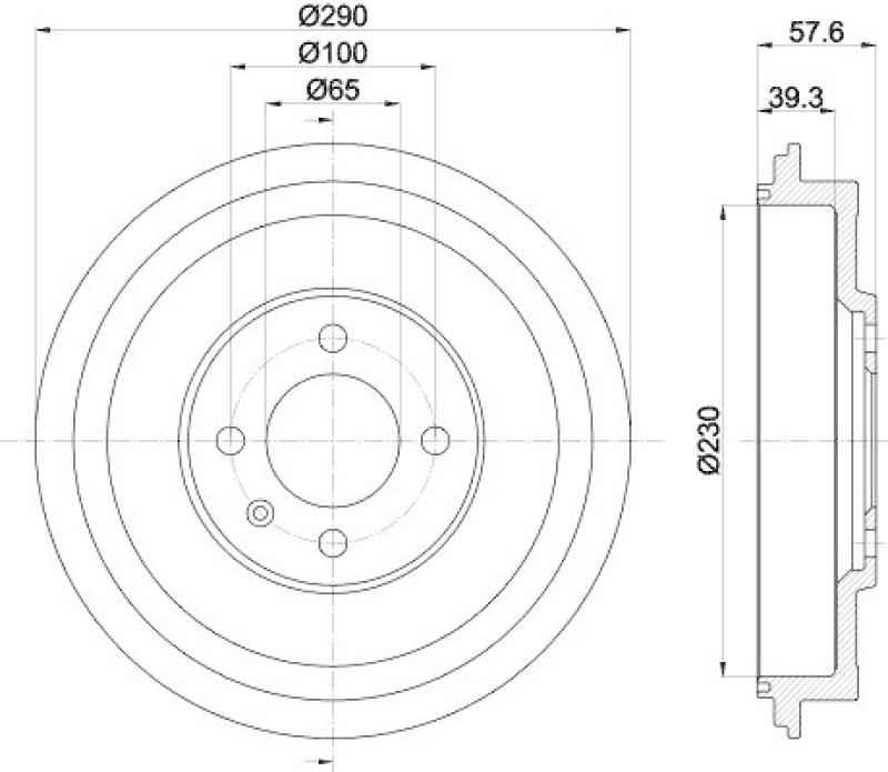 HELLA 8DT 355 300-811 Bremstrommel f&uuml;r VW/SEAT
