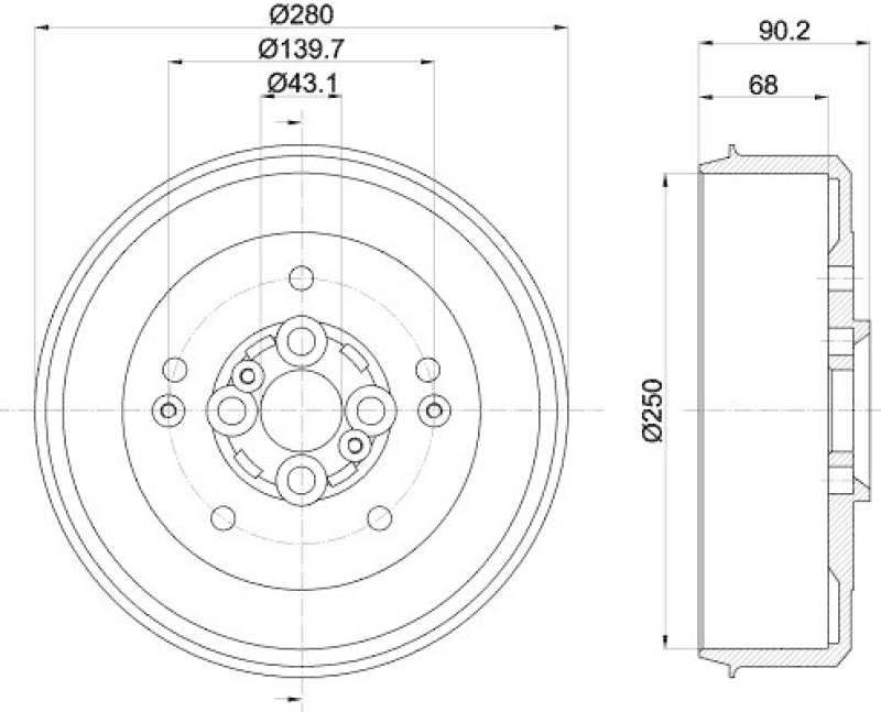 HELLA 8DT 355 300-881 Bremstrommel für KIA SPORTAGE (K00)
