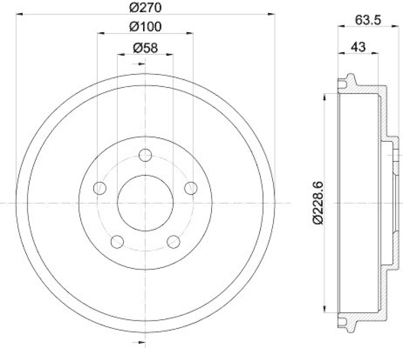 HELLA 8DT 355 300-911 Bremstrommel f&uuml;r SUBARU