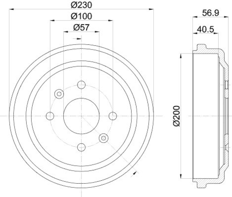 HELLA 8DT 355 300-961 Bremstrommel f&uuml;r CHEVROLET/DAEWOO