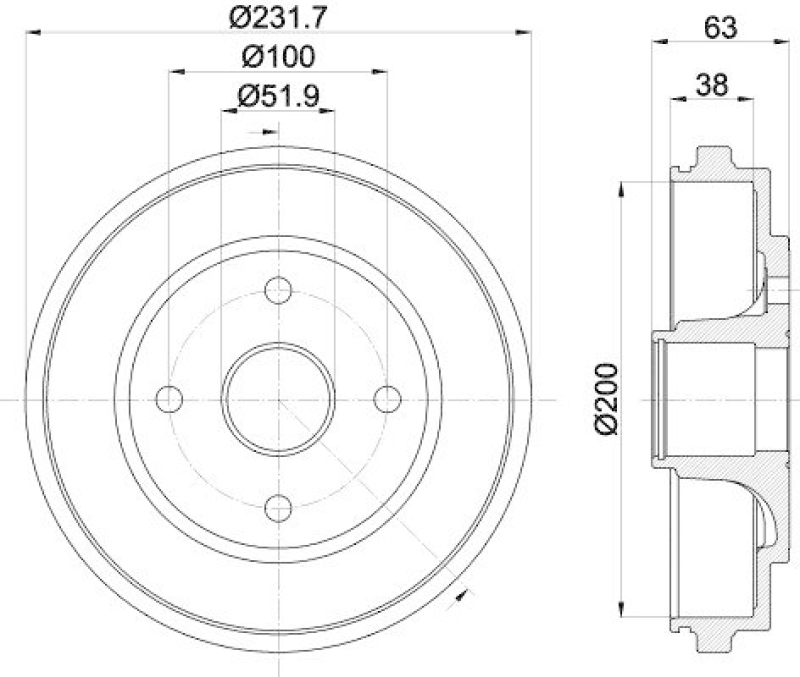 HELLA 8DT 355 301-031 Bremstrommel f&uuml;r OPEL