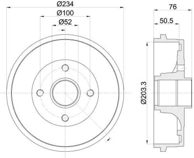 HELLA 8DT 355 301-071 Bremstrommel f&uuml;r RENAULT TWINGO II (CN0_)