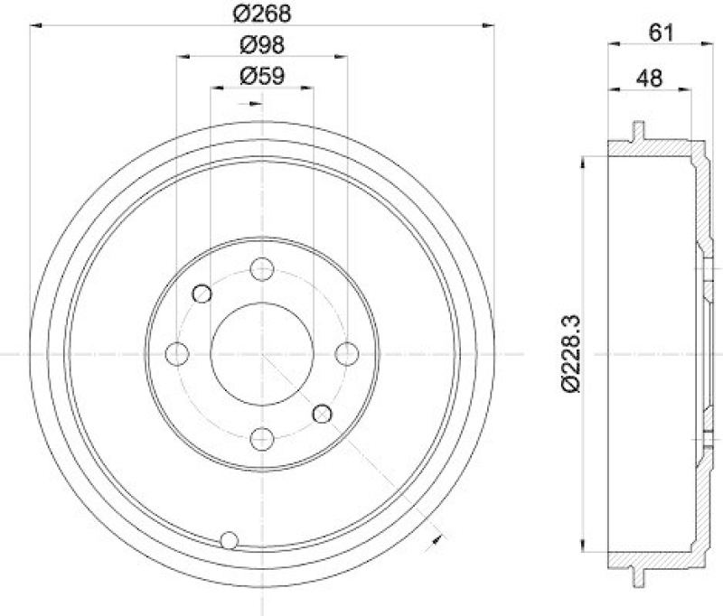 HELLA 8DT 355 301-091 Bremstrommel f&uuml;r P.S.A