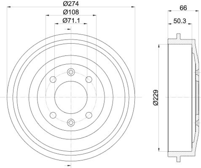 HELLA 8DT 355 301-231 Bremstrommel f&uuml;r P.S.A