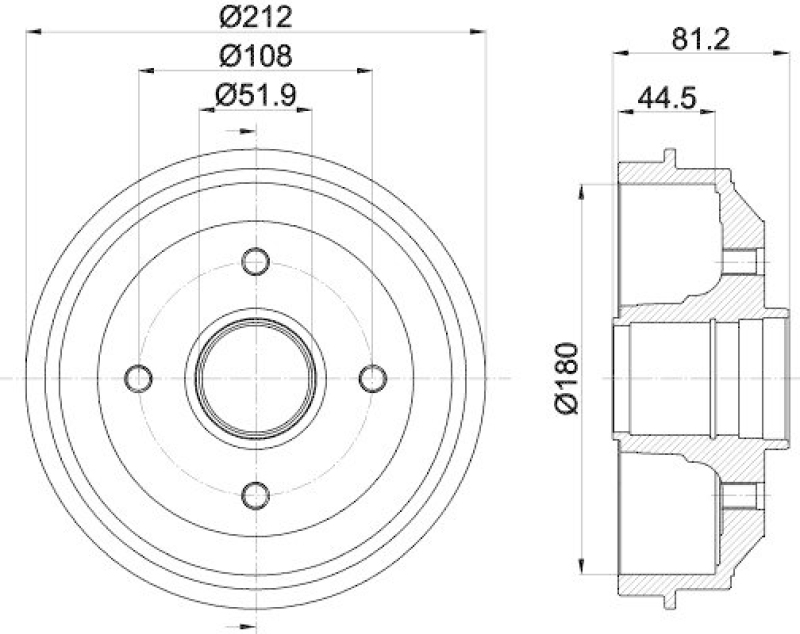HELLA 8DT 355 301-241 Bremstrommel f&uuml;r P.S.A