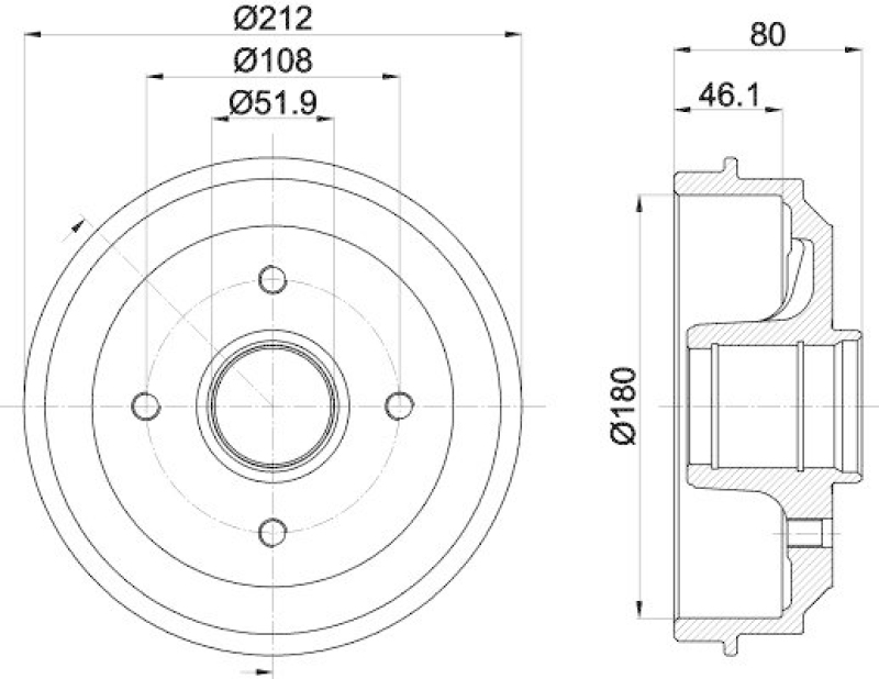 HELLA 8DT 355 301-281 Bremstrommel f&uuml;r P.S.A