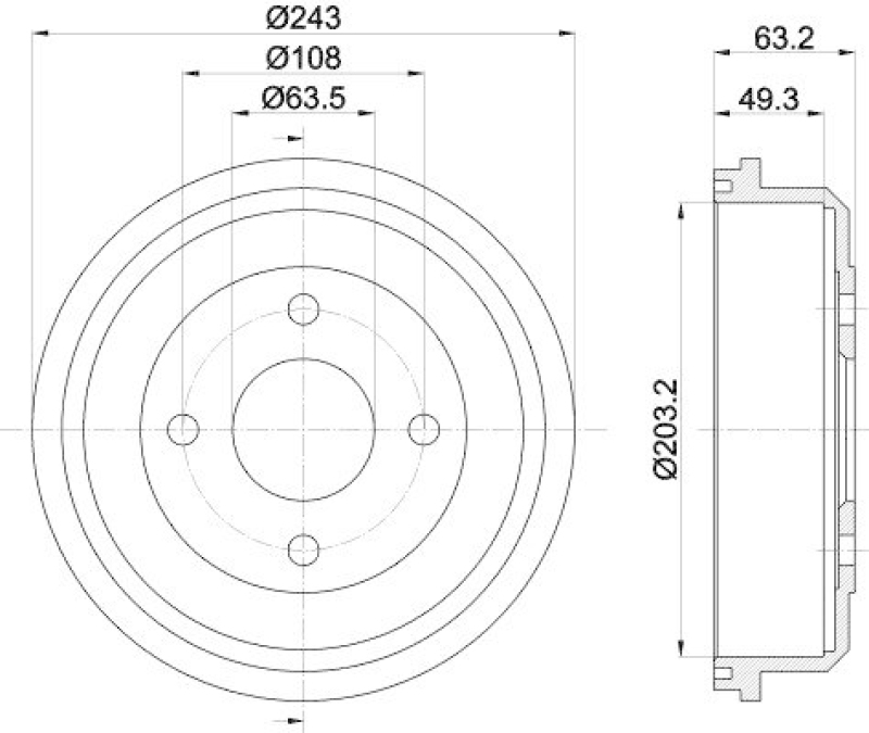 HELLA 8DT 355 301-291 Bremstrommel f&uuml;r FORD