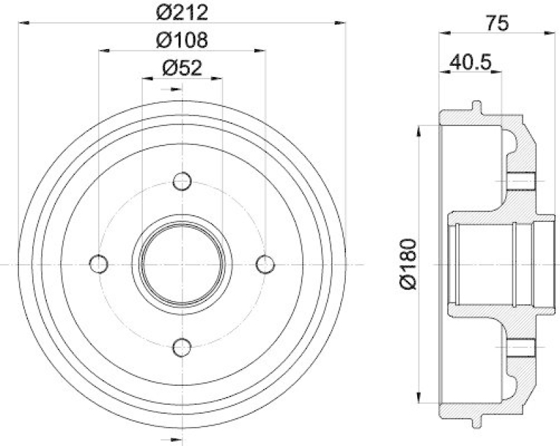 HELLA 8DT 355 301-311 Bremstrommel f&uuml;r P.S.A