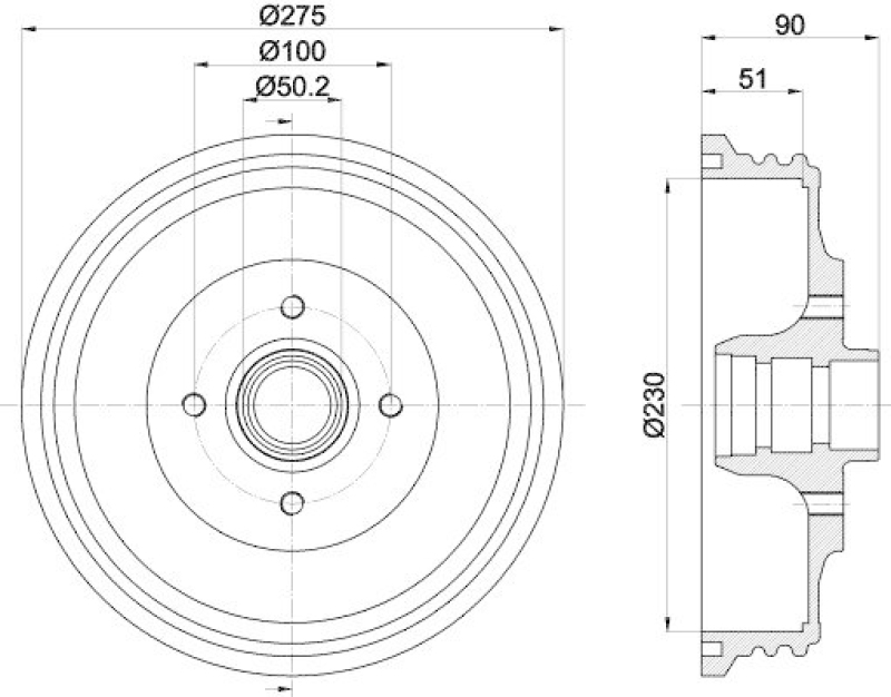 HELLA 8DT 355 301-351 Bremstrommel für VW/SEAT