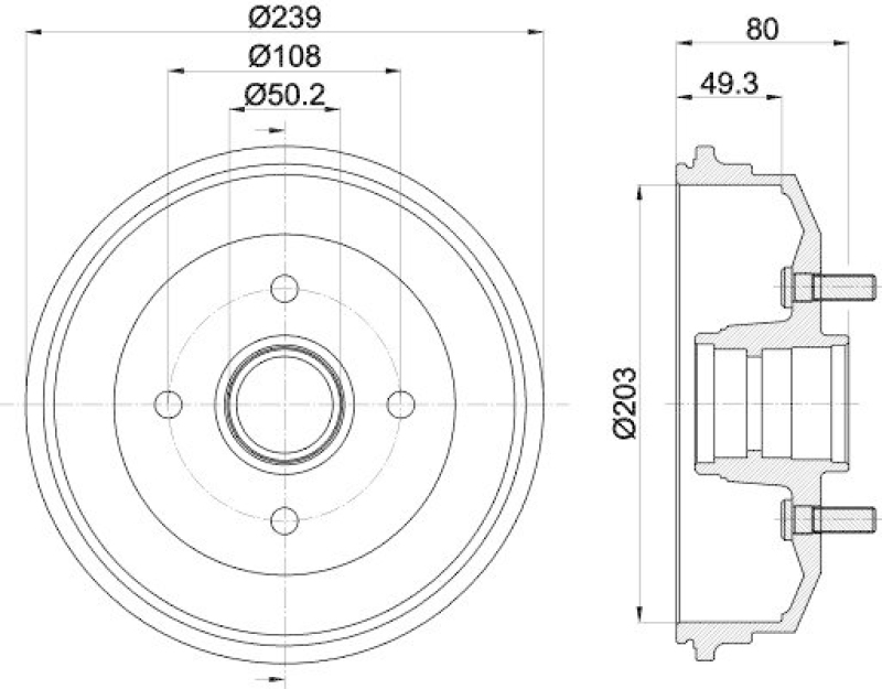 HELLA 8DT 355 301-361 Bremstrommel für FORD