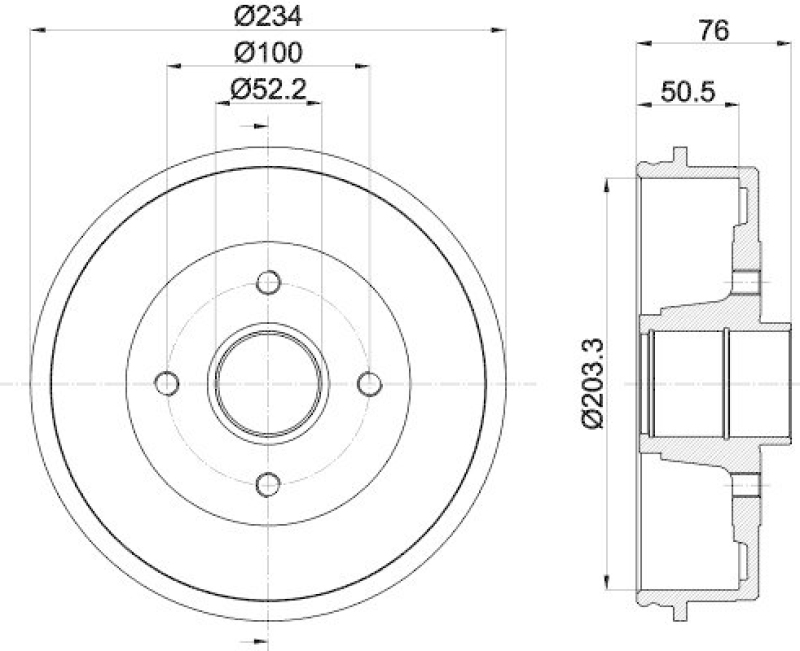 HELLA 8DT 355 301-401 Bremstrommel f&uuml;r RENAULT/DACIA