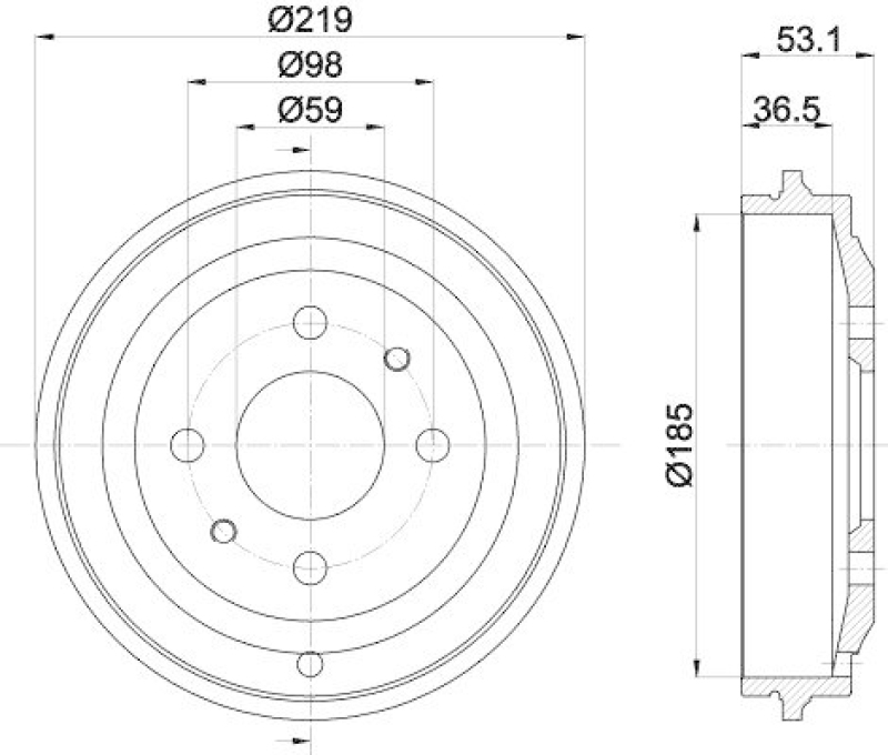HELLA 8DT 355 301-431 Bremstrommel f&uuml;r FIAT