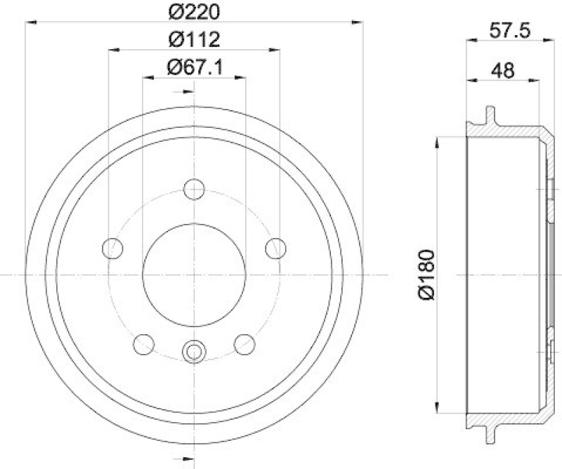 HELLA 8DT 355 301-451 Bremstrommel f&uuml;r MB A-CLASS (W168)