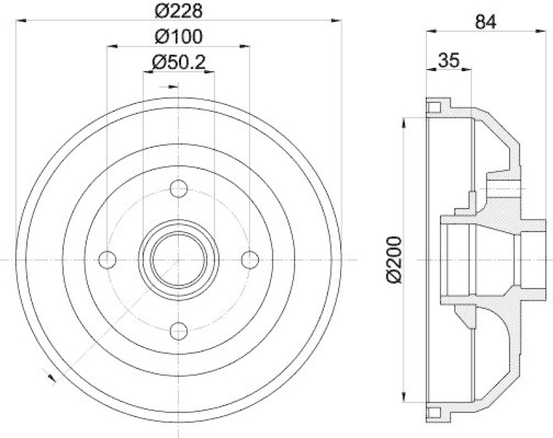 HELLA 8DT 355 301-551 Bremstrommel f&uuml;r OPEL