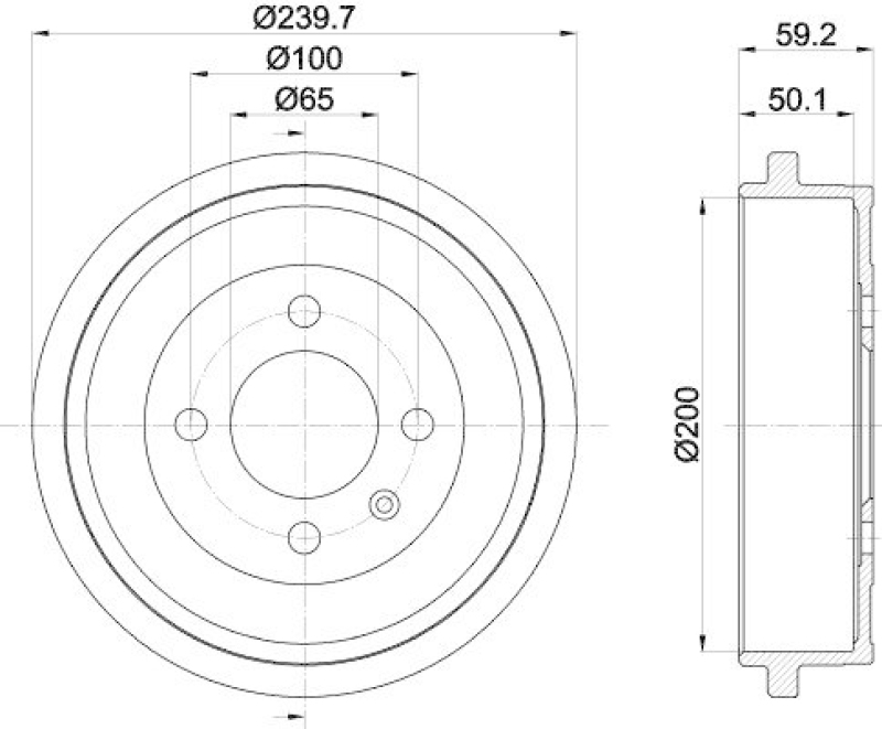 HELLA 8DT 355 301-571 Bremstrommel f&uuml;r VW/SEAT/SKODA