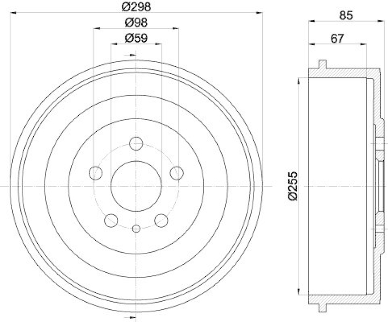 HELLA 8DT 355 301-591 Bremstrommel für P.S.A/FIAT/LANCIA