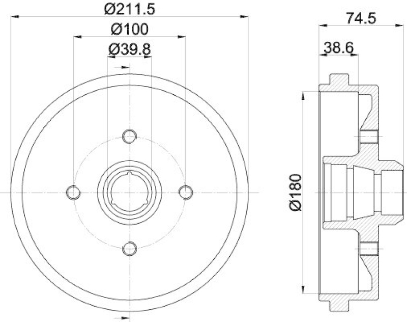 HELLA 8DT 355 301-631 Bremstrommel f&uuml;r VW/SEAT/AUDI
