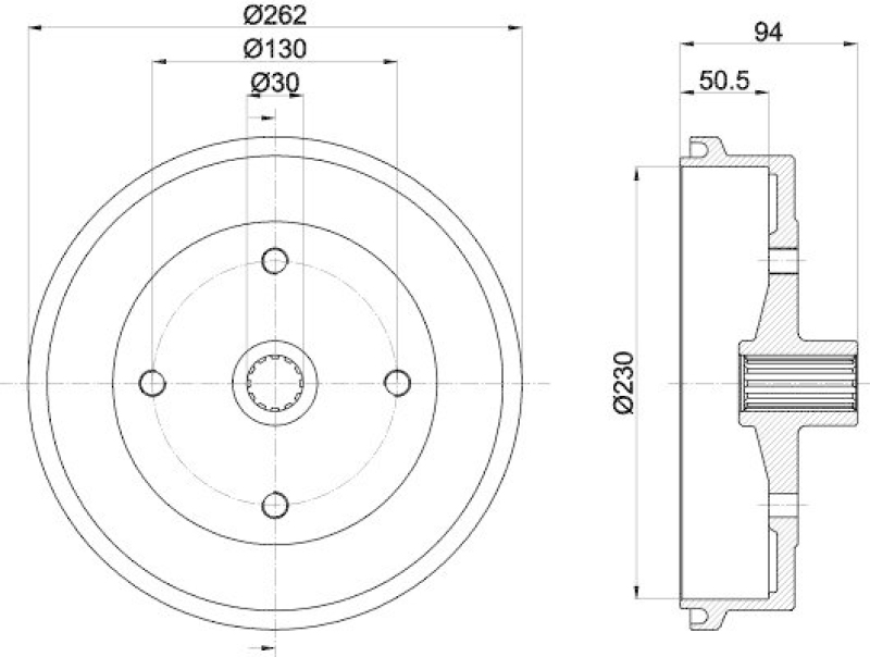 HELLA 8DT 355 301-671 Bremstrommel für VW