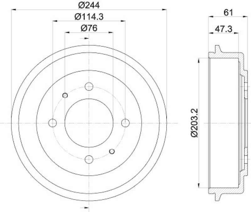 HELLA 8DT 355 301-781 Bremstrommel f&uuml;r HYUNDAI
