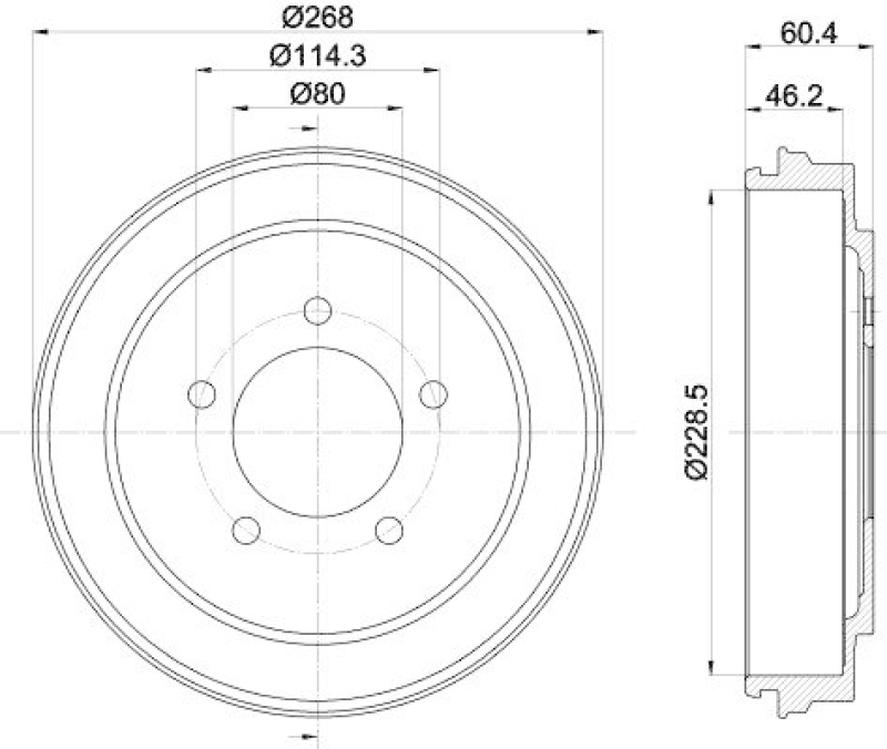 HELLA 8DT 355 301-921 Bremstrommel f&uuml;r DODGE/CHRYSLER/JEEP