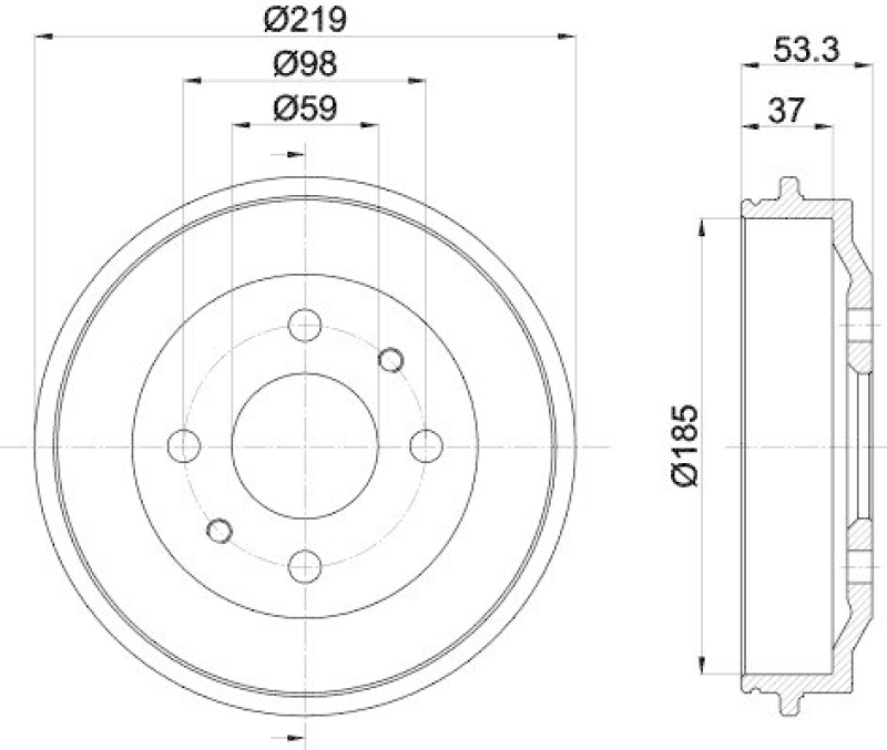HELLA 8DT 355 301-961 Bremstrommel f&uuml;r FIAT/SEAT/LANCIA/MB/...