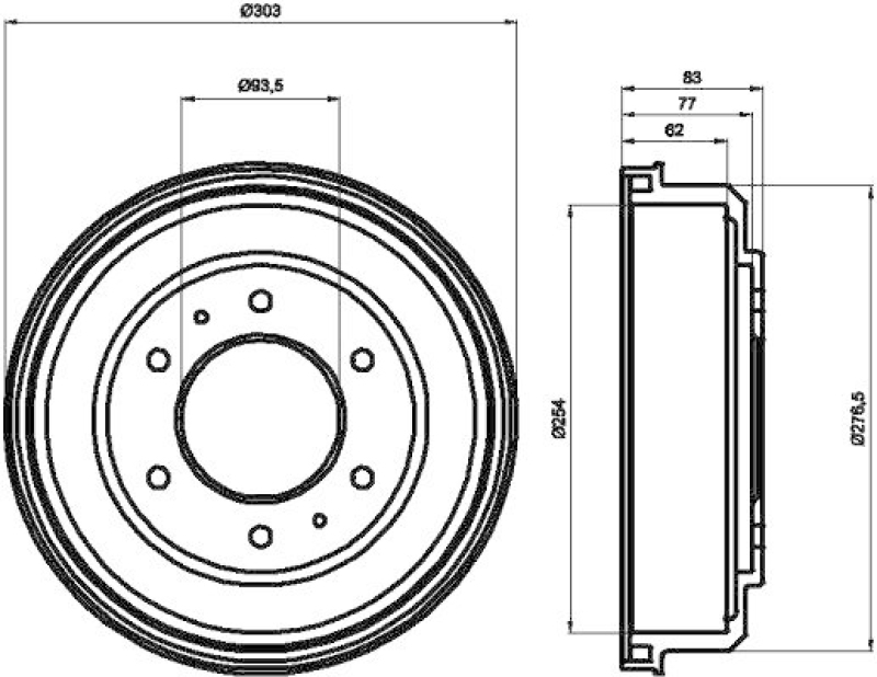 HELLA 8DT 355 302-291 Bremstrommel f&uuml;r MITSU.