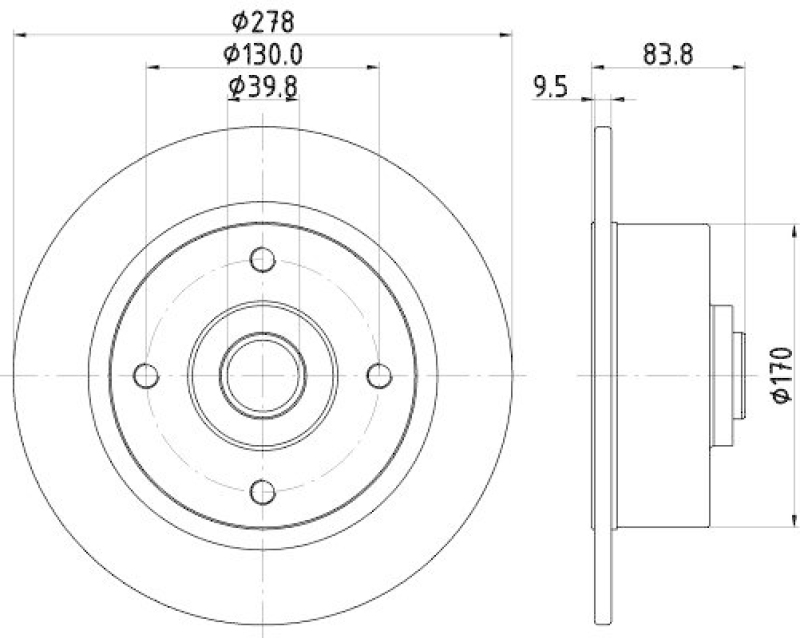 HELLA 8DD 355 100-101 Bremsscheibe f&uuml;r VW
