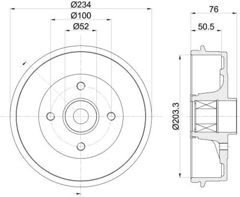 HELLA 8DT 355 302-871 Bremstrommel f&uuml;r RENAULT
