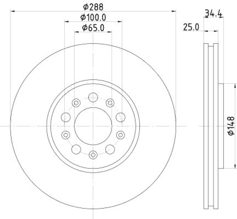 HELLA 8DD 355 107-611 Bremsscheibe f&uuml;r VW/AUDI/SKODA/SEAT