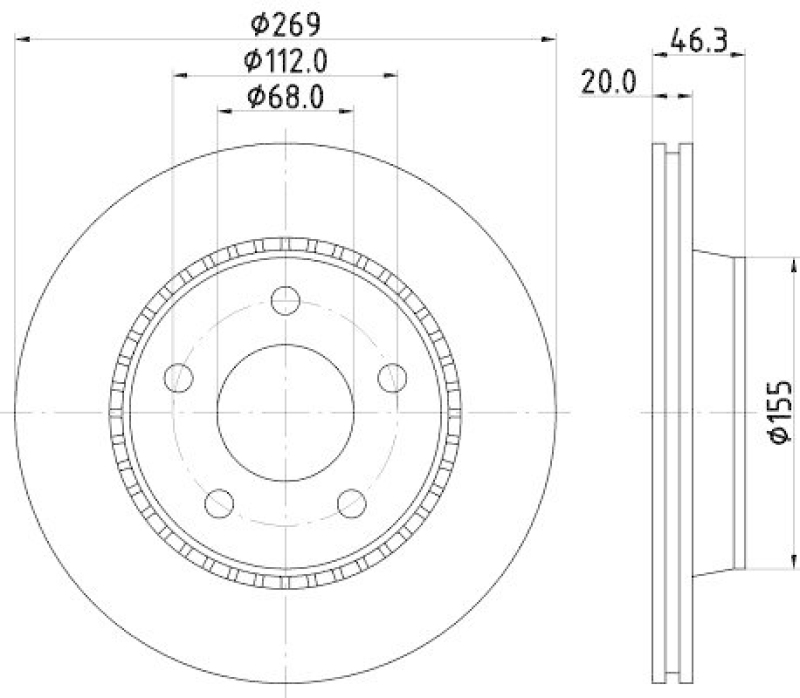 HELLA 8DD 355 101-351 Bremsscheibe f&uuml;r AUDI