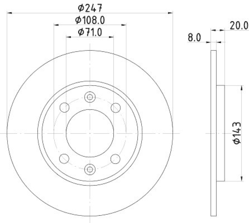 HELLA 8DD 355 101-811 Bremsscheibe f&uuml;r PEUGEOT