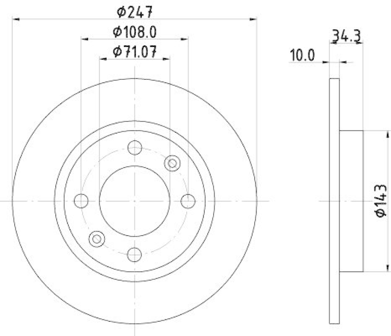 HELLA 8DD 355 102-061 Bremsscheibe f&uuml;r PEUGEOT