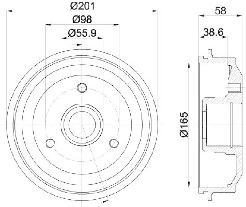 HELLA 8DT 355 300-051 Bremstrommel f&uuml;r P.S.A