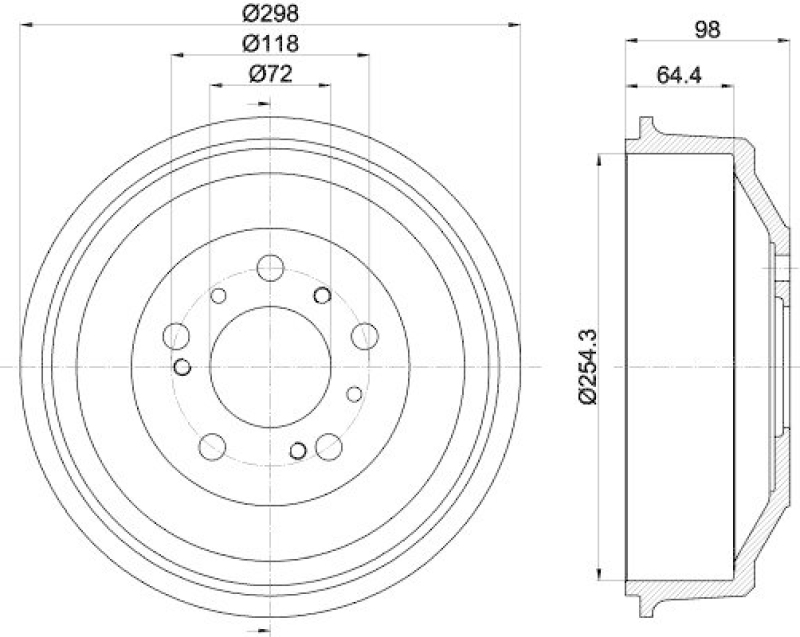 HELLA 8DT 355 300-061 Bremstrommel für FIAT/P.S.A
