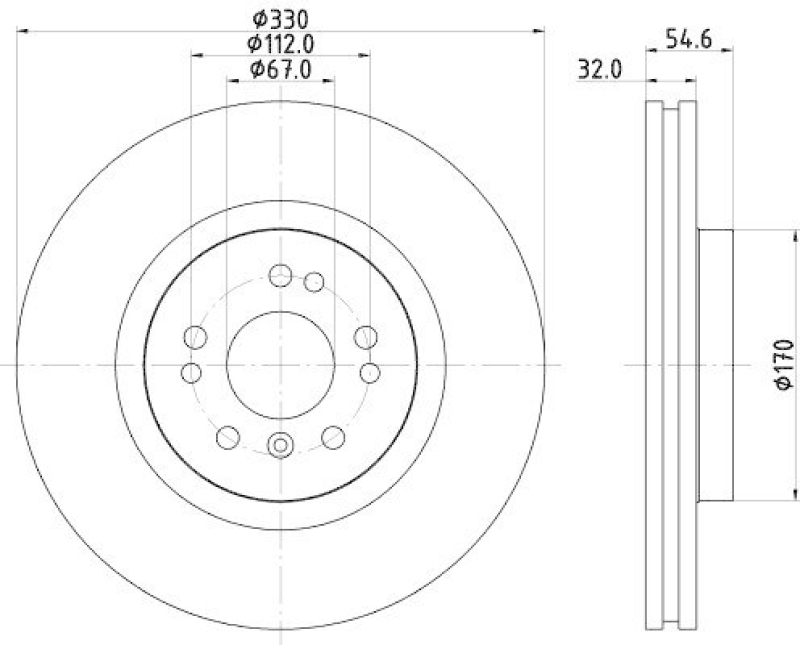 HELLA 8DD 355 113-171 Bremsscheibe f&uuml;r MB