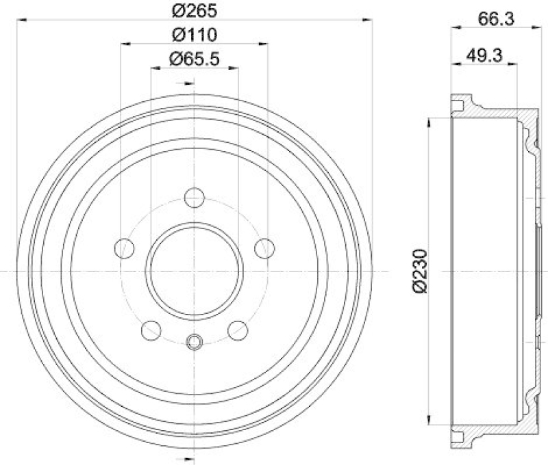 HELLA 8DT 355 300-271 Bremstrommel f&uuml;r OPEL