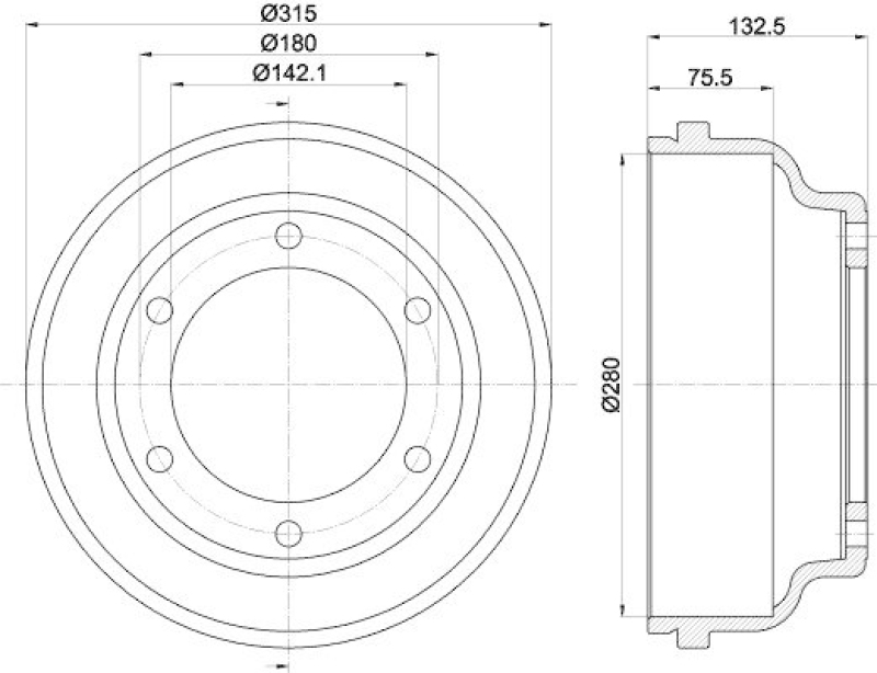 HELLA 8DT 355 300-471 Bremstrommel f&uuml;r FORD