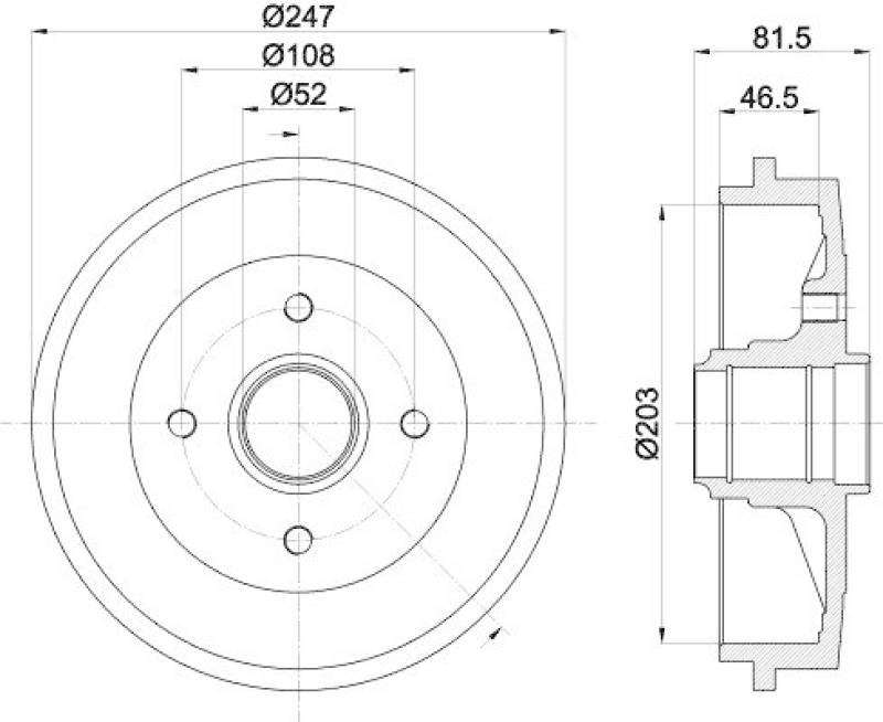 HELLA 8DT 355 300-481 Bremstrommel f&uuml;r P.S.A